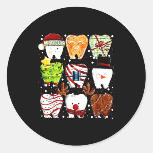 Cute Christmas Teeth Funny Christmas Dentist Denta Classic Round Sticker