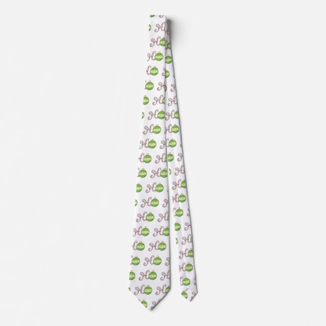 Cute Christmas Text, Ho in Candy Canes Ornaments Tie (Front)