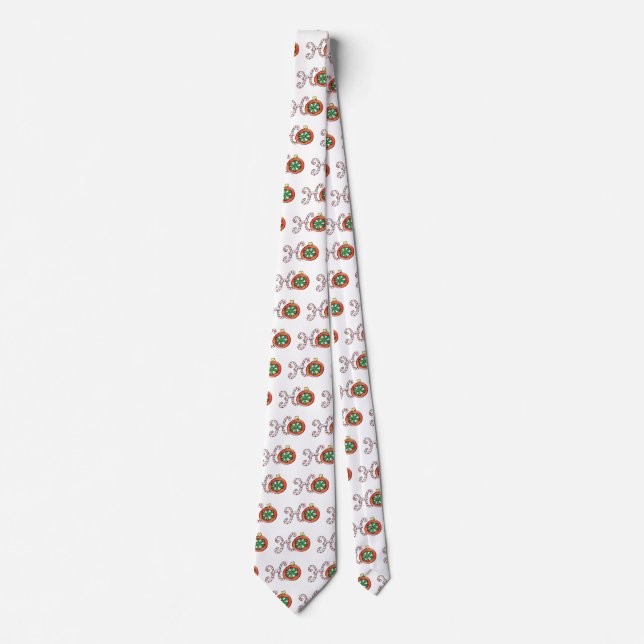 Cute Christmas Text, Ho in Candy Canes Ornaments Tie (Front)