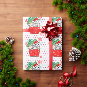 Cute Christmas Theme Kittens in Gift Box Wrapping Paper