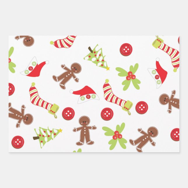 Cute Christmas theme Wrapping Paper Sheet (Front)