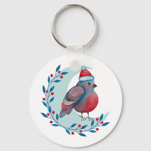 Cute christmas throw pillow with a watercolor illu keychain