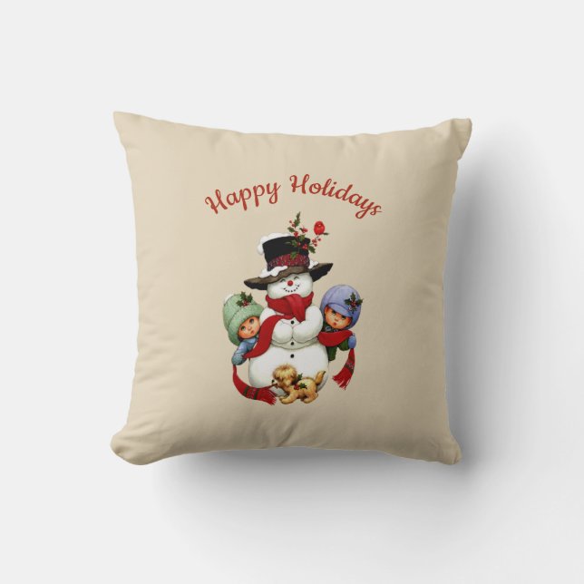 Cute Christmas Tots with Snowman Pillow (Front)