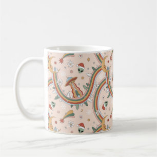 Cute Christmas Tree Alien Rainbow Holiday Pattern Coffee Mug