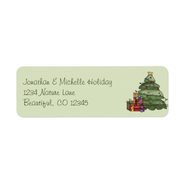 Cute Christmas Tree and Gifts Holiday Address (Front)