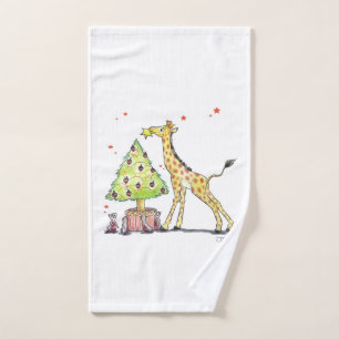 cute Christmas tree and giraffe, squirrels Bath Towel Set