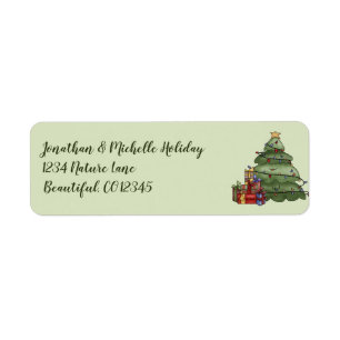 Cute Christmas Tree and Presents Holiday Address