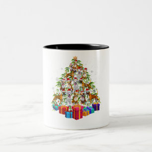 Cute Christmas Tree Boxer Dog Family Xmas Gift Two-Tone Coffee Mug