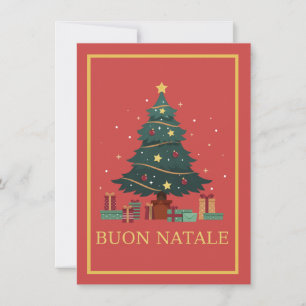 Cute Christmas Tree Buon Natale Holiday Greeting  Card