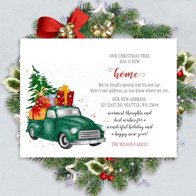 Cute Christmas Tree Car Weve Moved Holiday Moving Postcard (Creator Uploaded)