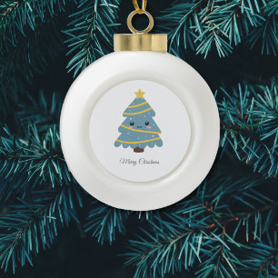 Cute Christmas Tree Ceramic Ball Ornament