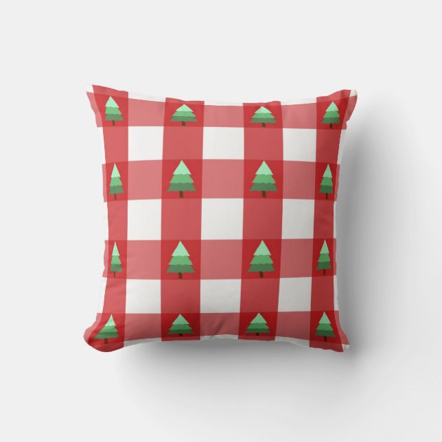 Cute Christmas Tree Chequered Pattern Throw Pillow (Front)
