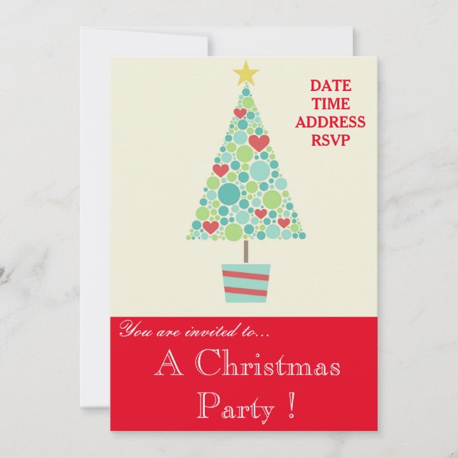 Cute Christmas tree Christmas party invitation (Front)