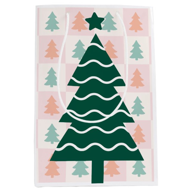  Cute Christmas Tree Holiday Design.  Medium Gift Bag (Front)