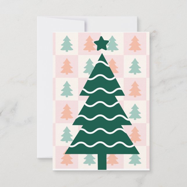  Cute Christmas Tree Holiday Design.  RSVP Card (Front)