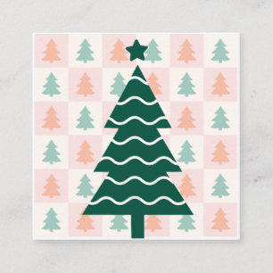 Cute Christmas Tree Holiday Design. Square Business Card