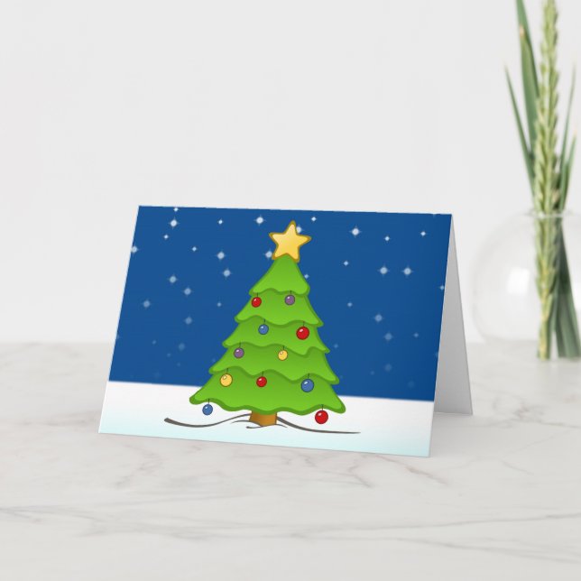 Cute Christmas Tree in Snow Holiday Card (Front)