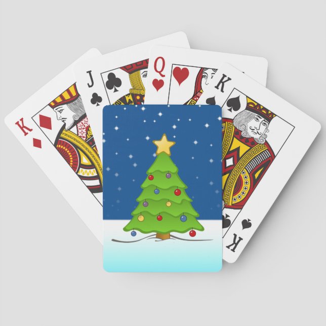 Cute Christmas Tree in Snow Playing Cards (Back)