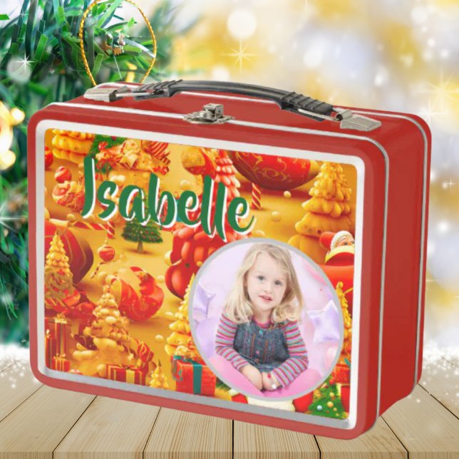  Cute Christmas Tree Kids Photo Metal Lunchbox (Creator Uploaded)
