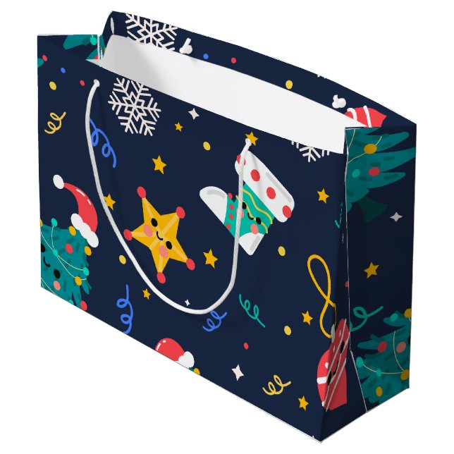 Cute Christmas Tree Large Gift Bag (Back Angled)