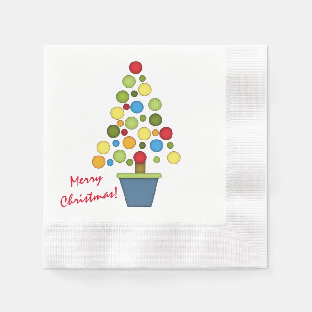 Cute Christmas Tree/Multi-coloured Napkin (Front)