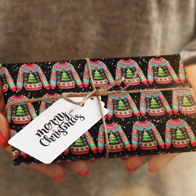 Cute Christmas Tree on Ugly Christmas Sweater Wrapping Paper (Creator Uploaded)