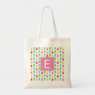 Cute Christmas Tree Pattern & Monogram Tote Bag