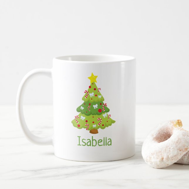 Cute Christmas Tree Personalized Christmas Mug (With Donut)