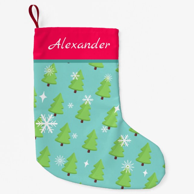 Cute Christmas Tree Personalized Small Christmas Stocking (Front)
