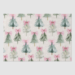 Cute Christmas Tree Pink Bow Pattern Tissue Paper