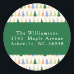 Cute Christmas Tree Red Green Return Address Classic Round Sticker<br><div class="desc">Cute Christmas Tree Red Green Return Address Classic Round Sticker</div>
