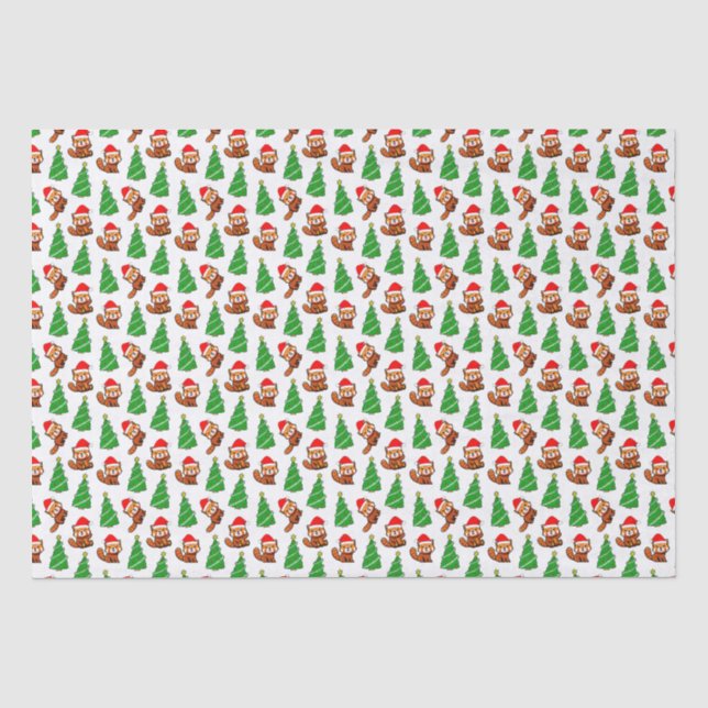 Cute Christmas Tree Red Panda Santa Hat Tissue Paper (Front)
