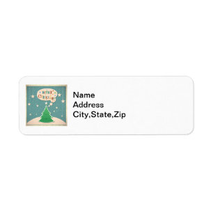 Cute Christmas Tree Retro Look Address Label