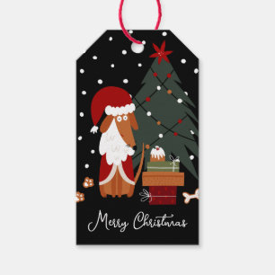 Cute Christmas Tree Santa Paws Dog & Presents Gift Tags