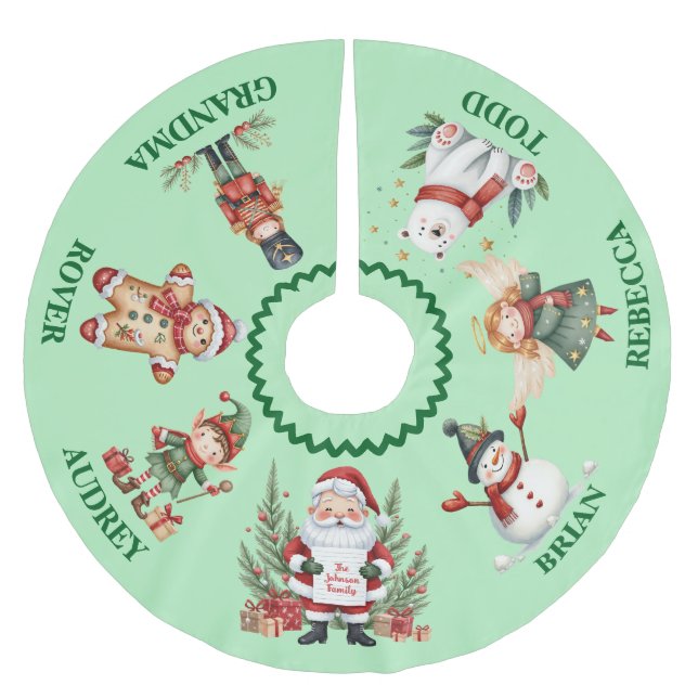 Cute Christmas Tree Skirt with Names (Front)