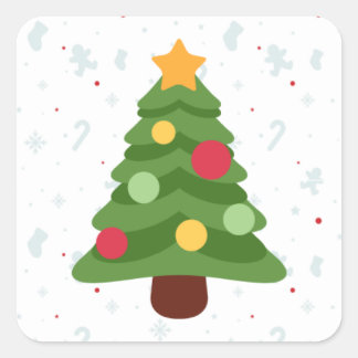 Cute Christmas Tree Square Sticker