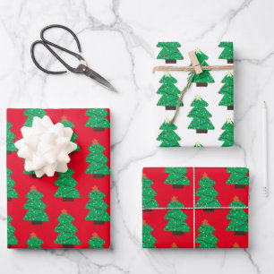 Cute Christmas Tree Wrapping Paper Sheet