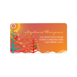 Cute Christmas Trees Chicks Holiday Address Labels