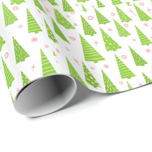 Cute Christmas Trees Pattern Wrapping Paper