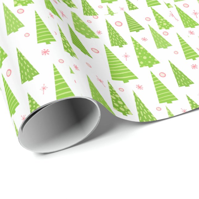 Cute Christmas Trees Pattern Wrapping Paper (Roll Corner)