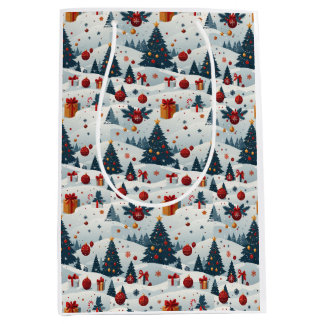 Cute Christmas Trees Pattern Wrapping Paper Medium Gift Bag