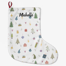 Cute Christmas Trees Presents Ornaments Pattern