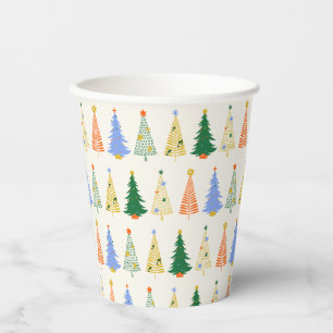 Cute Christmas Trees Red Green Boho Paper Cups