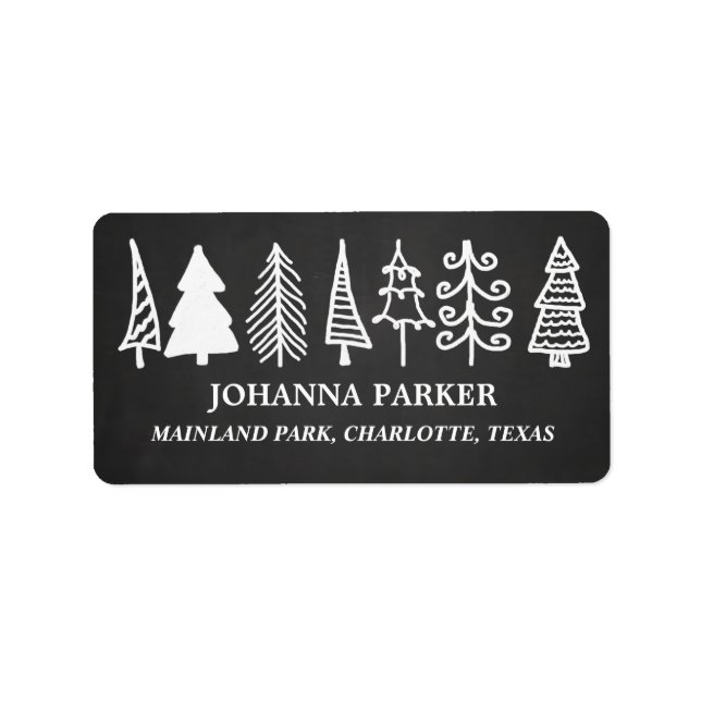Cute Christmas Trees Vintage Chalkboard Holiday Label (Front)