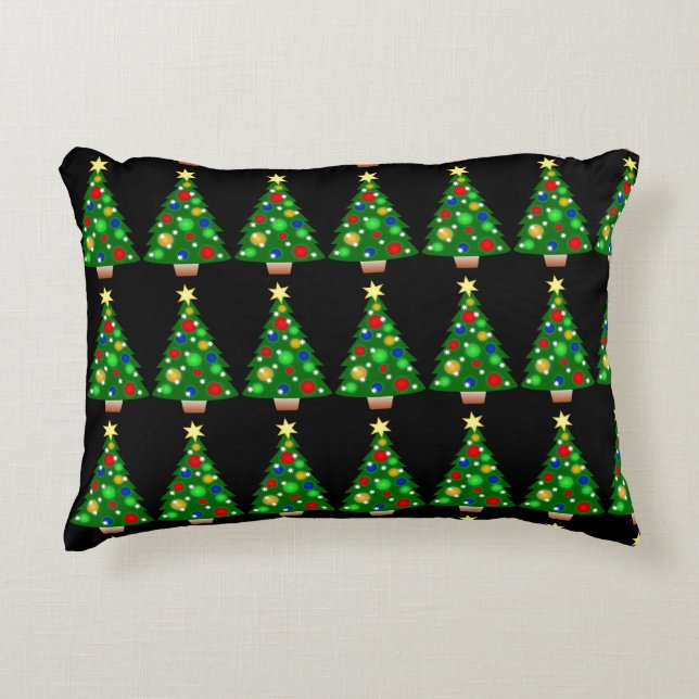 *CUTE CHRISTMAS TREES** WITH GREEN BACK ACCENT PILLOW (Front)