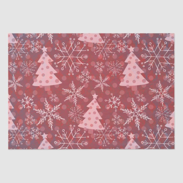 Cute Christmas Trees with Snowflakes Tissue Paper (Front)
