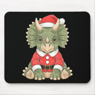 Cute Christmas Triceratops Santa Dinosaur Mouse Pad