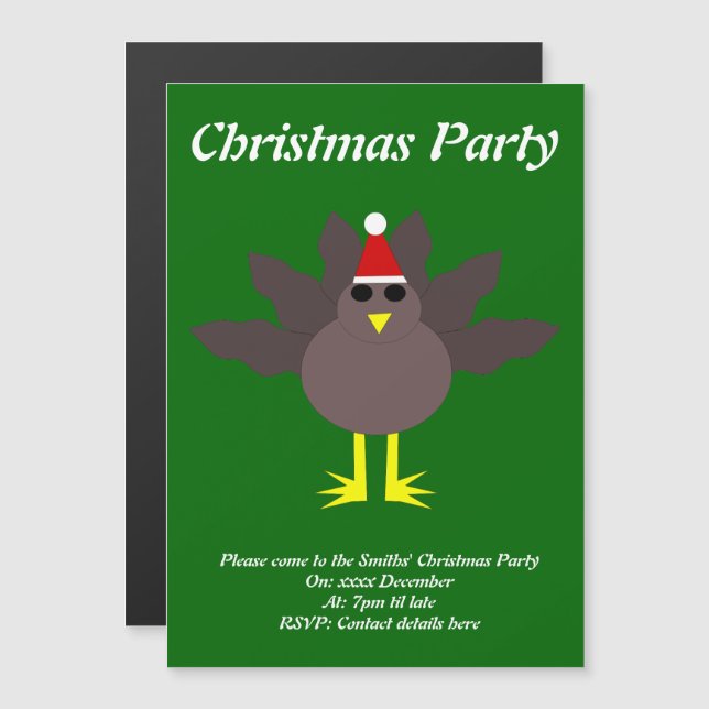 Cute Christmas Turkey Custom Party Invite (Front/Back)