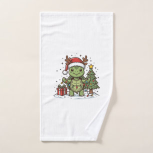 Cute Christmas Turtle Vintage Engraving Shirt Desi Hand Towel