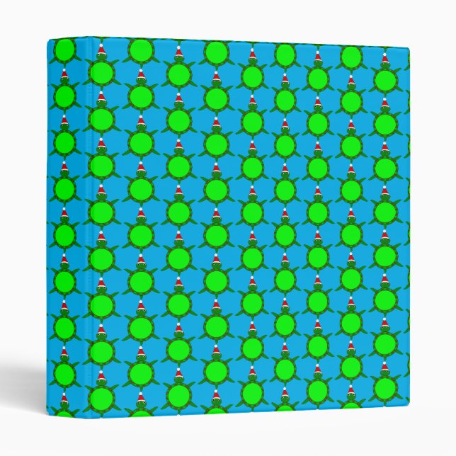 Cute Christmas Turtle with Flowery Shell Binder (Front/Spine)